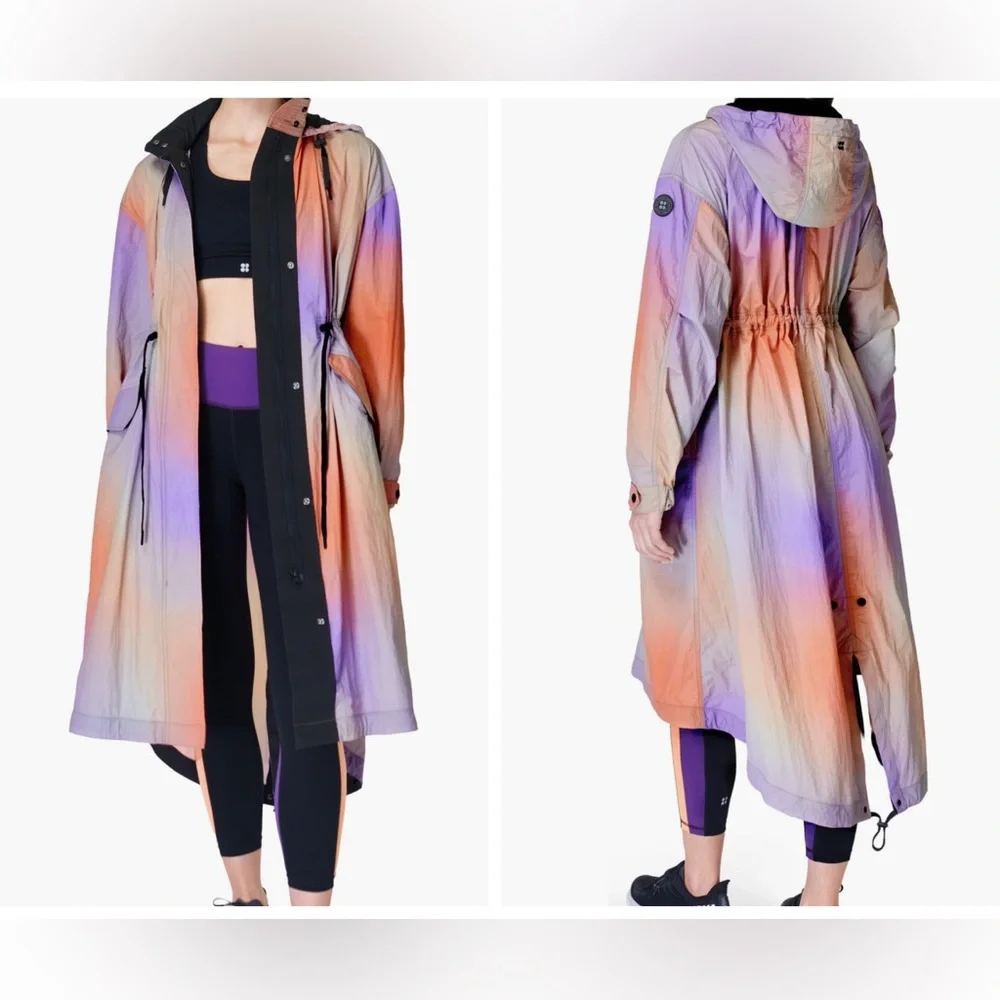 Sweaty Betty NWT Jet Longline Lightweight Boho Ombré Midi Nylon Jacket medium - Picture 3 of 16
